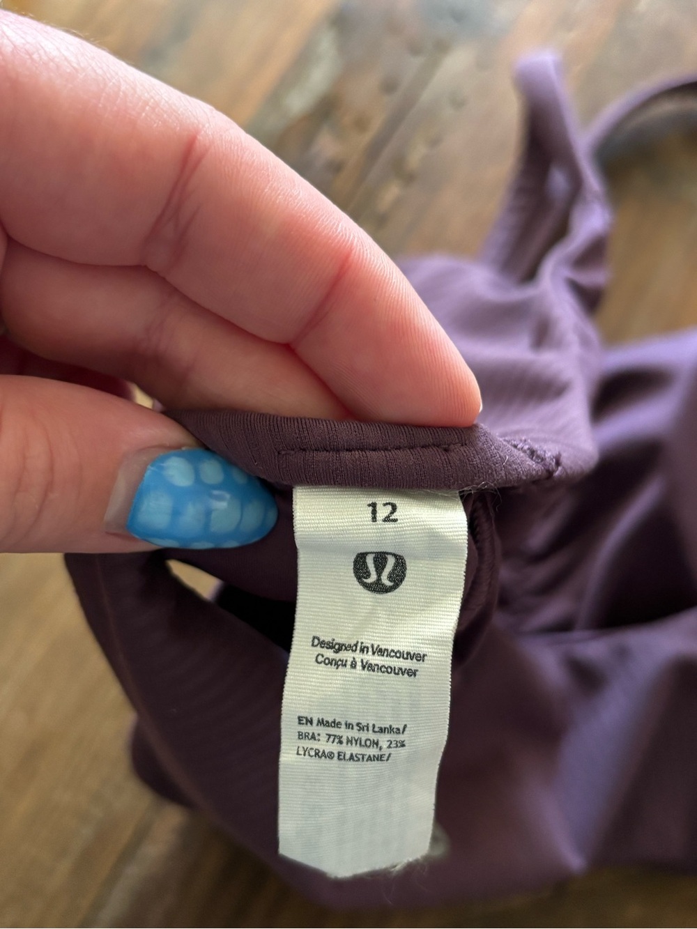 lululemon RIBBED Wunder Train Strappy Racer Bra- Plum Purple Size 12 - Picture 4 of 4